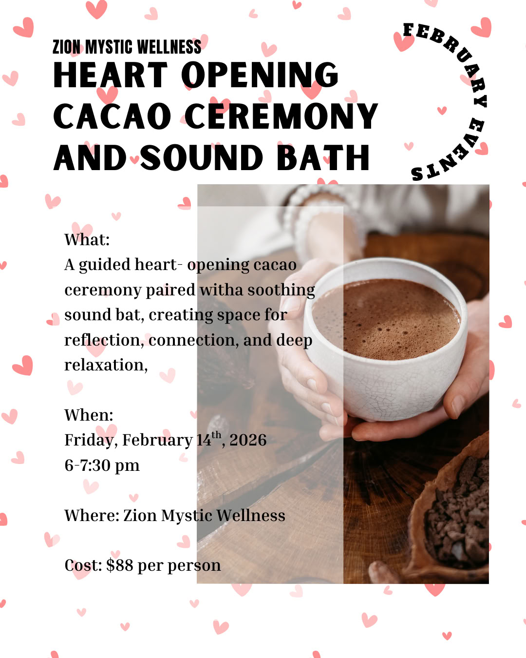 Širdies atvėrimo kakavos ceremonija ir garso terapija