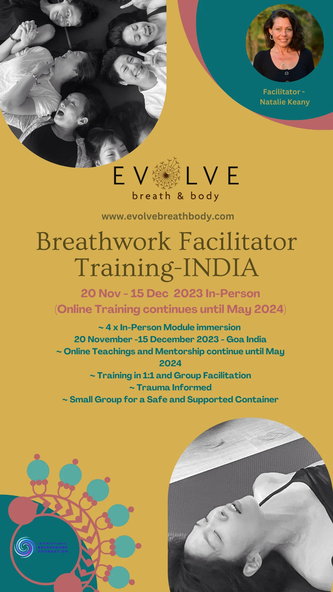 Terapinių kvėpavimo praktikų vedėjo mokymai - INDIJA — Evolve Breath Body ™ – 1 modulis